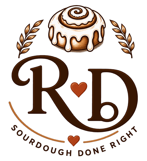 The RiDough monogram — an R and a D around a heart, under a cinnamon roll and wheat